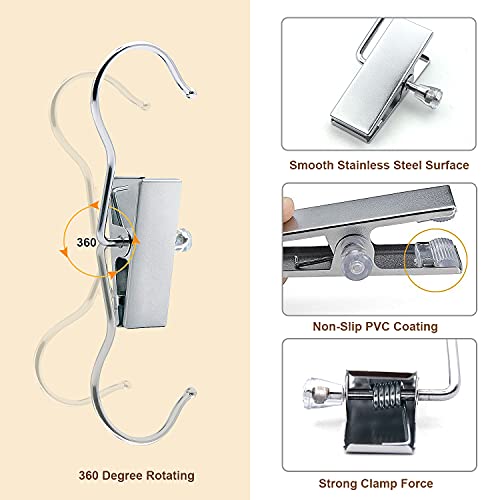 Coideal Boot Hanger Clips Hooks - 8 Pack Laundry Hook Hanging Clothes Pins Portable Stainless Steel Clothing Organizer Pant Holder For Travel,Closet,Towel (Silver) #TOP5