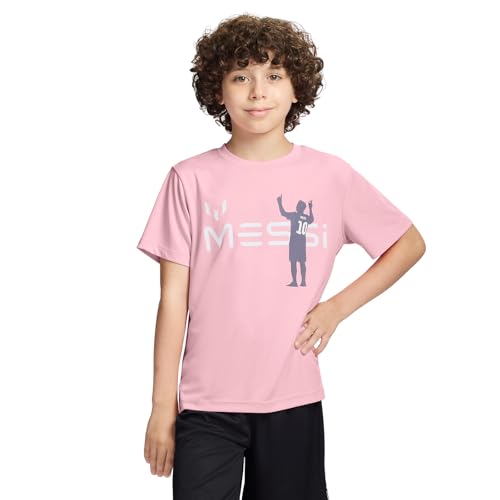 Image of Messi Boys' Lifestyle Short Sleeve Top, Loose-Fit Shirt with Logo, Comfortable, All-Day Wear