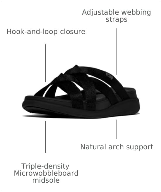 Image of FitFlop Women's, F-Mode Go Webbing Flatform Strappy Slide Sandal