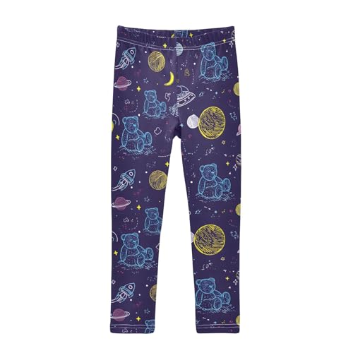 ALAZA Girls' Leggings Children's Yoga Pants Skinny Printed Dance Bear Space Cute Comfortable 4T