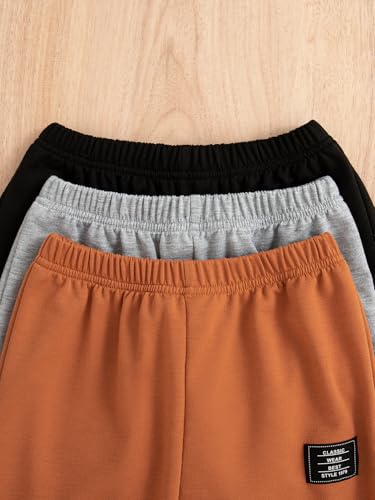 3 Packs Little Boys Elastic Waist Joggers Sweatpants Kids Pull-On Active Athletic Pants3