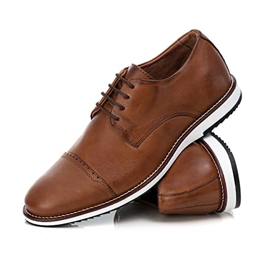 Sapato Oxford Casual Masculino Brogue Premium Couro Confort Andora cor:Marrom;Tamanho:39