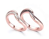 Rose gold swirl eternity ring set by Majade. Pave wedding band set, couples diamond engagement ring set, 14k gold birthstone matching ring. Non traditional his and her unique minimalist ring set