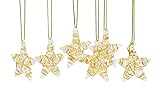 Red Co. 1.8' Decorative Mini Golden Glass Star Hanging Christmas Tree Ornaments, Holiday Season Décor, Set of 6