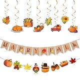 Coneatness Happy Fall Decorations Kit, Party Banner, Hanging Swirls, Fall Thanksgiving Décor