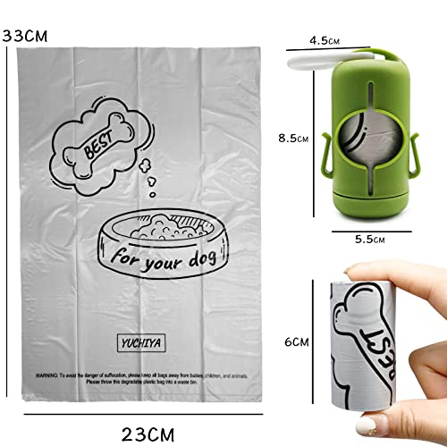 Image of Dog Poop Bag Holder with Leash Clip, Adjustable Strap & 2-Side Hooks for Used Dog Waste Bags (Green)