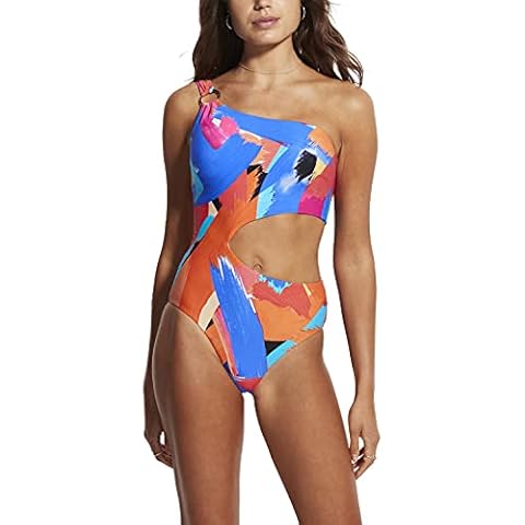 Seafolly Women's One Shoulder Swimsuit, Art House Cover