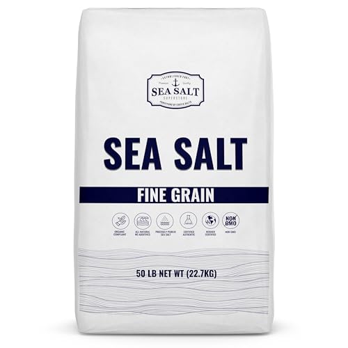 Bulk Kosher Fine Sea Salt for Commercial Use, Food Grade Non-Iodized with No Additives, Pure & Unrefined Kosher Salt, 50 lb Bag