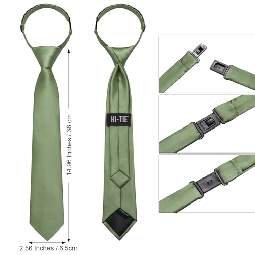 Image of Hi-Tie Pretied Boys Ties Solid Color Kids Adjustable Necktie Lapel Pin Clip Set Age 8-12 Wedding School Graduation