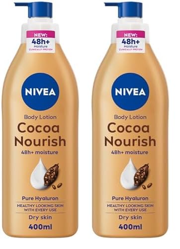 NIVEA Body Lotion for Dry Skin, Cocoa Butter, 5in1 Complete Care, 48H Deep Moisture, 400ml (Pack of 2)