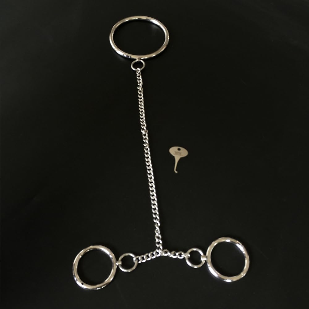 Runde BDSM Handschellen Aus Edelstahl Bondage Fesseln Hand Manschetten Sklaven Extrem Hals Kragen Halsbänder mit Verbindungs Kettens Chäkel Sm Sex Spielzeug für Paare Anfänger Torture Fetish