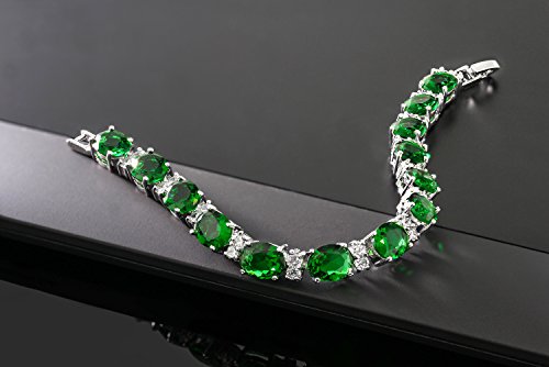 Gem Stone King 40.00 Cttw Oval and Round Green Color Cubic Zirconias Tennis Bracelet For Women | 7 Inch | Jewelry Gifts for Her Mom Women Wife3