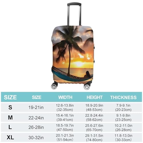 Carry on Luggage Cover Coconut Beach Sunset Hammock Suitcase Covers for Luggages Tsa Approved Travel Luggage Sleeve Protector Elastic Suitcase Protector Anti-Scratch Washable Fits 19-30 Inch Case -XL2