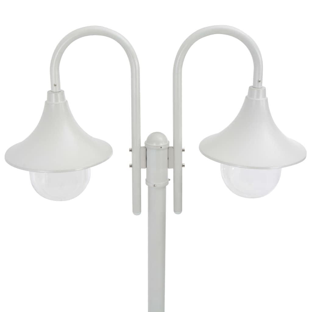 vidaXL Farolas de Jardín con 2 Luces Aluminio Blanca 220 cm Iluminación Patio