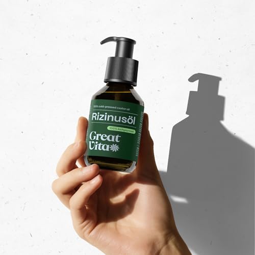 VitaFeel Rizinusöl 100 ml - 100% reines kaltgepresstes Öl, nativ Ph. Eur., Wimpern Serum, Haaröl, natürliche Haarpflege