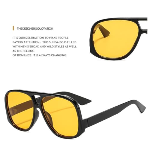 Image of Retro Square Aviator Sunglasses for Women Men Oversized Trendy Style Vintage 70s Square Aviators Sun Glasses (Orange)