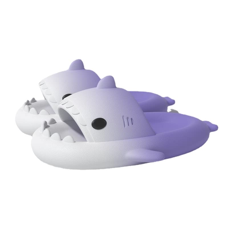 Summer Cute Shark Boys Girl Slippers，Shower Anti-Slip Novelty Open Toe Slides Lightweight Sole Sandals Casual Beach Shoes (7,white purple,7)