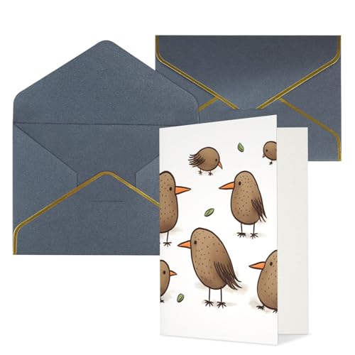 STVYUKL グリーティングカード ブラック封筒付き Thinking of You Card キウイ鳥 かわいい ハッピーバースデー 結婚式 招待状 空白 ノートカード あらゆる機会用 4x6