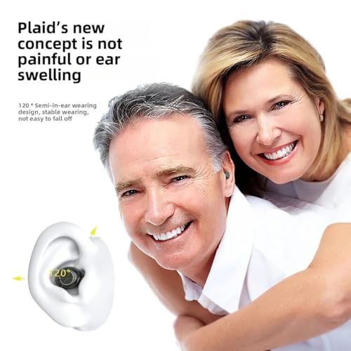 Image of CIC Wireless Rechargeable Hearing Aids for Old Age and Seniors with Digital Display, Noise Reduction, and 30-Hour Battery Life (WHITE, Manual) DIGITAL DISPLAY