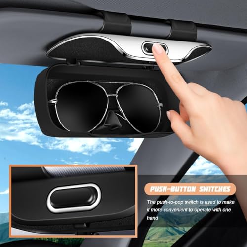 Image of RALTS Sunglasses Holder for Car Sun Visor, Protective Automotive Eyeglasses Storage Case Hanger, Soft Vehicle Interior Glasses Organizer Box Accessories, Universal for SUV Sedan Truck