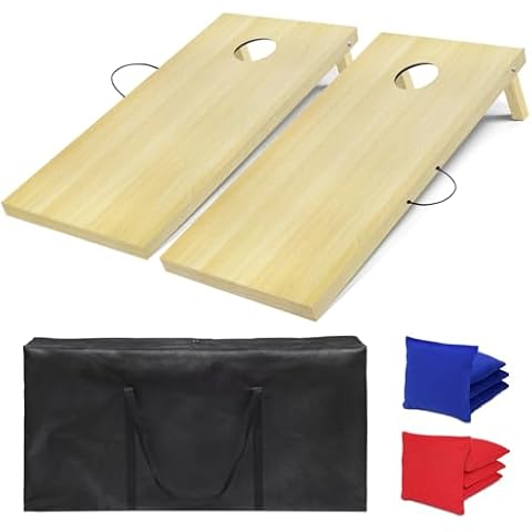 Wooden Cornhole Board Set, 4 ft x 2 ft Regulation Size Corn Hole Game Set for Adults with Set of 8 Corn Hole Toss Bags and Carrying Case Cover