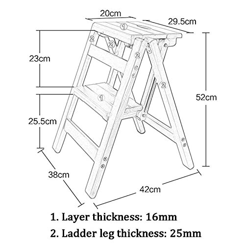 Tabouret escalier en bois pliable DASHADAO avec 2 marches - 3