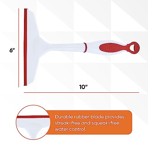 Image of Superio Rubber Squeegee, 2 Pack, Streak Free All Purpose Window Squeegee, Comfort Grip Handle and Hanging Hook (Grey- Red, 6 Inch- 2 Pack)