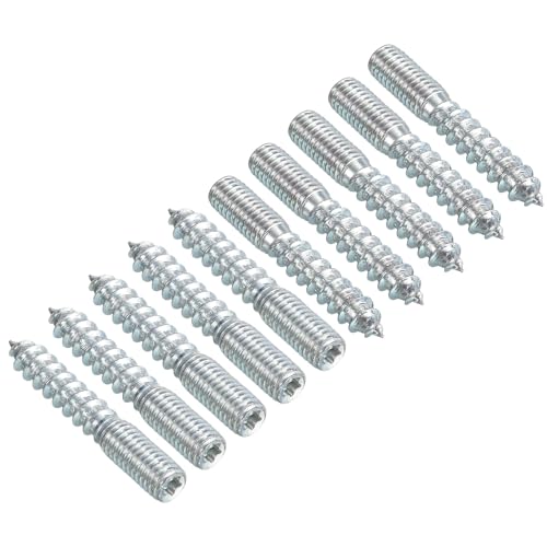 Image of TOP-VIGOR 16Pcs M10x50mm Double Headed Bolts Self Tapping Screw, Double Ended Dowel Screws, Screw Dowels Hanger, Threaded Lag Wood Screws and Machine Bolts for Wood Joint Furniture