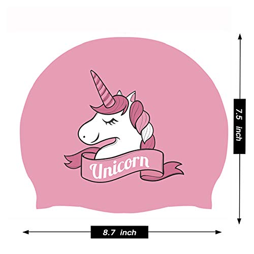 Houvillage Kids Swim Cap, 2 Pack, Silicone Children Swim Caps For Kid Toddler Boys And Girls, Fun Design Waterproof Junior Swimming Cap Pink And Blue Age 3-12  (Unicorn) #TOP3