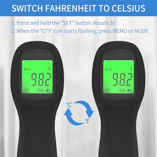 Image of DR VAKU Plastic Digital Thermometer For Fever Non-Contact Laser Infrared Forehead Thermometer Temperature Gun Accurate Reading with Large Display [Battery Included] - Black