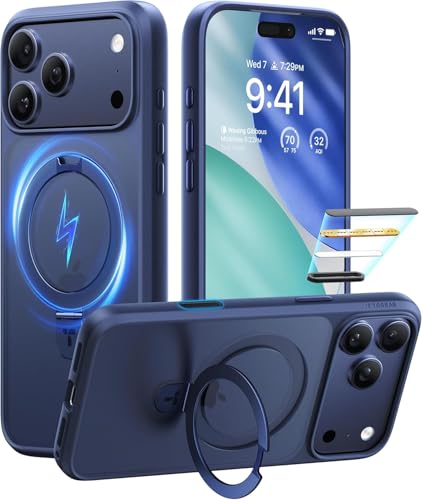 Image of iPhone 17 Pro Max Magsafe Stand Case | Matte Design & 360 Protection | Military-Grade Apple iPhone 17 Pro Max Cover | Ultra Premium - Blue