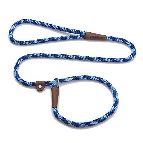Mendota Pet Slip Leash - Dog Lead and Collar Combo - Made in The USA - Sapphire, 3/8 in x 4 ft - for Small/Medium Breeds