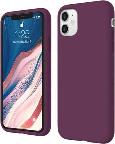 Image of Premium Liquid Silicone Case for iPhone 11 - Slim Full Body Protective Back Cover with Soft Microfiber Lining, Anti-Slip Grip Scratch Resistant Phone Case(Purple)