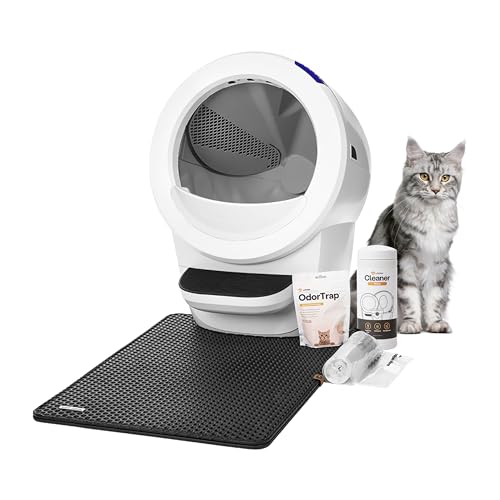 Image of Litter-Robot 4 Core Bundle by Whisker, White - Automatic, Self-Cleaning Cat Litter Box, WiFi Enabled, Includes Litter-Robot 4, Mat, 3 OdorTrap Refills, 10 Liners, 30 Wipes, 2 Carbon Filters