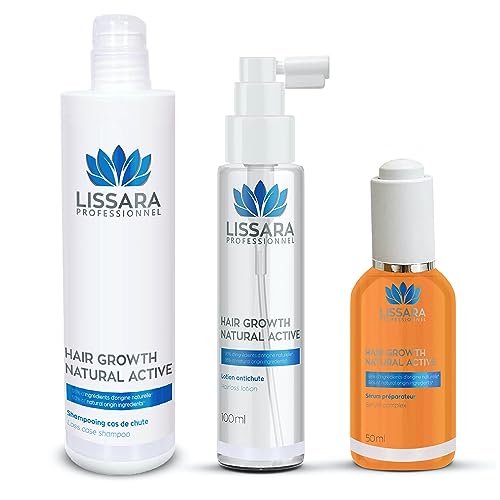 Lissara - Trattamento Anticaduta - Acceleratore Crescita Capelli con Principi Attivi Naturali - Shampoo 200ml - Lozione anticaduta 100ml - Siero crescita capelli 50ml - Senza Solfati Senza Parabeni