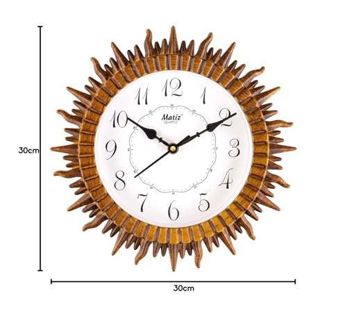 Image of Matiz Analog 30 cm X 30 cm Wall Clock | Brown | with Glass | Standard| 05 Brown