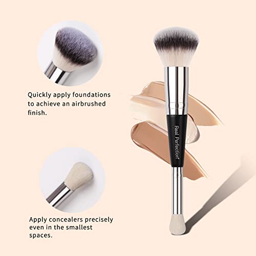 Real Perfection Foundation Brushes Makeup Brushes Set Kabuki Brush Dual-sided Blush Concealer Brush Makeup Brush Set Sponge Ideal for Blending Buffing Foundation Cream Powder Make up Brushes Tool Kit