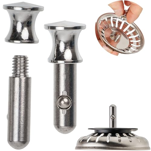 Espiga de Recambio para cesto colador, 1 Pieza, Espiga de 25 mm de Longitud con Bola, sobresale 20 mm en el desagüe, Ø 7,8 mm, de Acero Inoxidable, grifería de desagüe Pin Pin