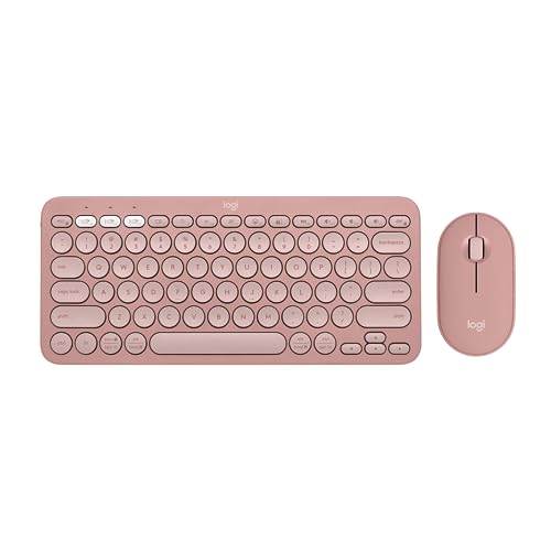 Image of Logitech Pebble 2 Combo, Wireless Keyboard and Mouse, Quiet and Portable, Customisable, Logi Bolt, Bluetooth, Easy-Switch for Windows, macOS, iPadOS, Chrome - Tonal Rose