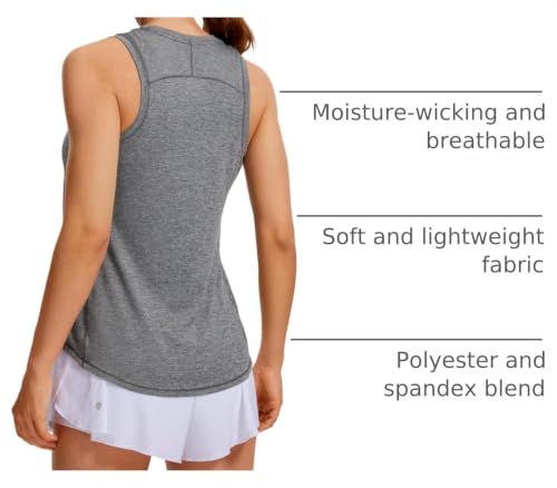 Image of CRZ YOGA Lightweight Racerback Tank Top | Workout, Moisture Wicking, Classic Fit, Hip Length, Reflective Spots, Sleeveless Shirts for Women
