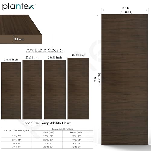 Image of Plantex WPC Doors for Bathroom (25 mm - Thickness) /Waterproof and Termiteproof /2.5x7 Feet Wooden Finished Door for Home /Balcony /Office /Kitchen,Density-600 (30x84 inch,22 kg- Charcoal Oak), Black
