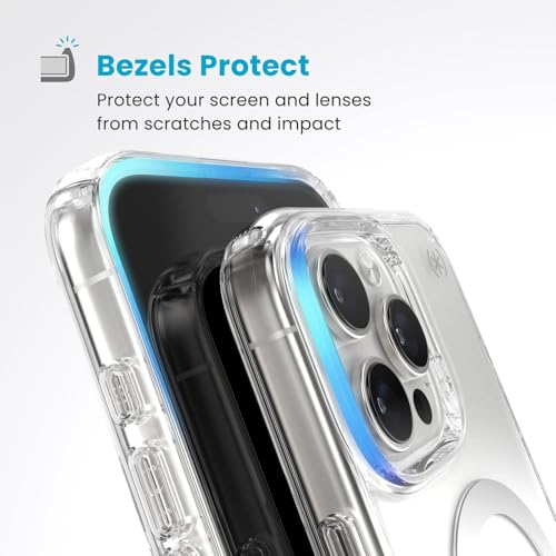 Image of Speck Clear iPhone 16 Pro Max Case MagSafe + ClickLock - Slim Phone Case iPhone 16 Pro Max - iPhone 16 Pro Max Phone Case - Presidio - Clear /Chrome