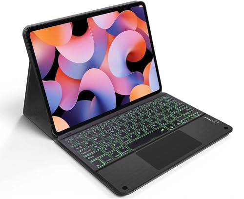 Image of HOM Tri Fold 7-Colour Backlight Detachable Wireless Bluetooth Keyboard with Trackpad /Touchpad & Tablet Cover Case for Redmi Pad Pro 5G Tablet 12.1 inch