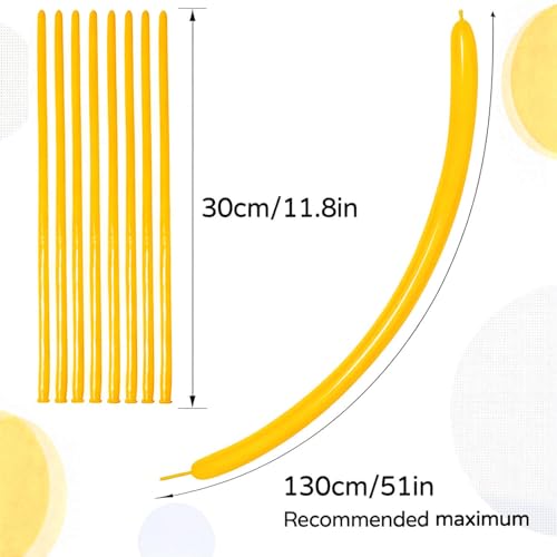 Image of 260 Lemon Yellow Long Balloons for Balloon Garland Thickening Skinny Latex Twisting Animals Modeling Christmas Birthday Wedding Party Festival Decorations 100pcs
