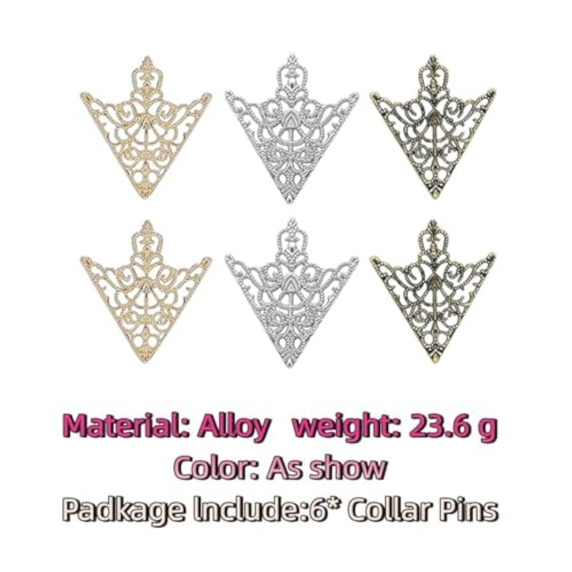 6pcs Men's Collar Pin & Tie Pin Accessories Set, Formal Brooches