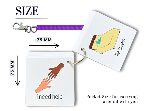 Communication Aid Cards for Non-Verbal Children, Autism Spectrum, Speech Delay, 25 Double-Sided Cards with Retractable Key Ring - Image 6