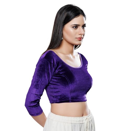 Image of Vamas Women's Velvet Non-Padded Stretchable Long Sleeve Saree Blouse (A-41.N)