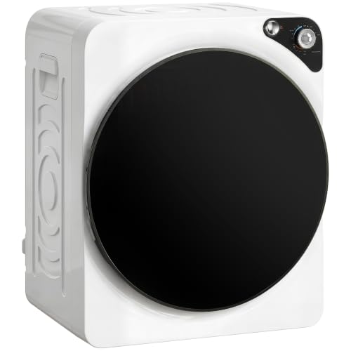 HOMCOM Secadora de Ropa 5 kg, Secadora de Evacuación Compacta 1000W, 5 Programas, Temporizador, Función Esterilizar, Tambor de Acero Inoxidable, Apilable o para Piso, Blanco