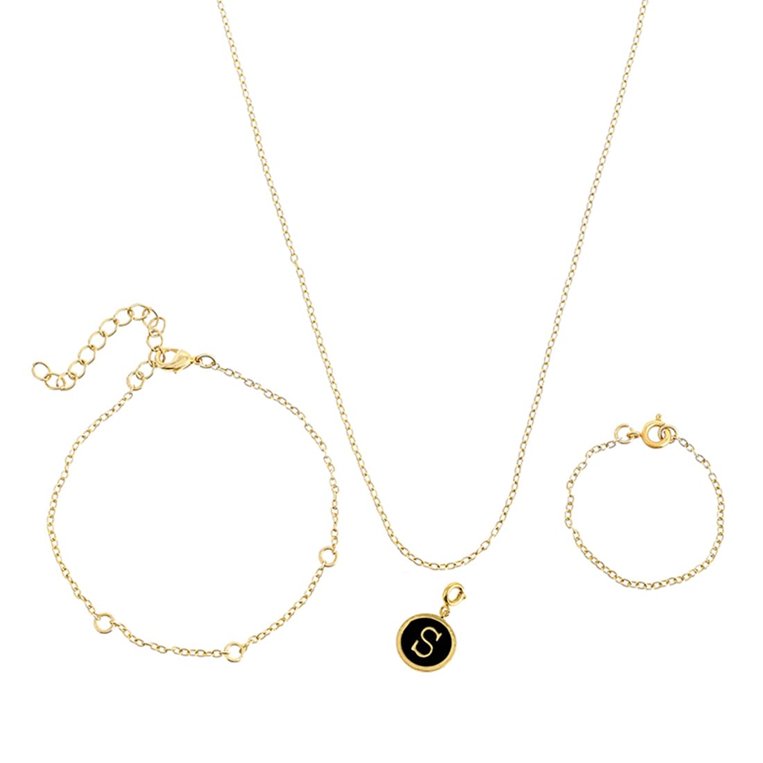 VOYLLAValentine's Day Collection Alphabet S Black Enamel Charm|Valentine Gift For Her|Gift For Wome|Gift For Her|