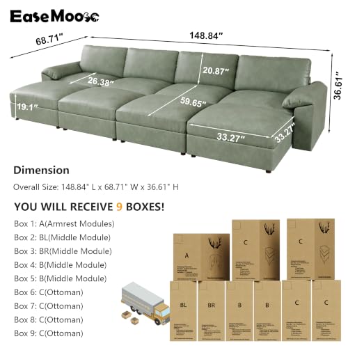Image of EASE MOOSE Sectional Couches Bed for Living Room, Sleeper Sofa, Green